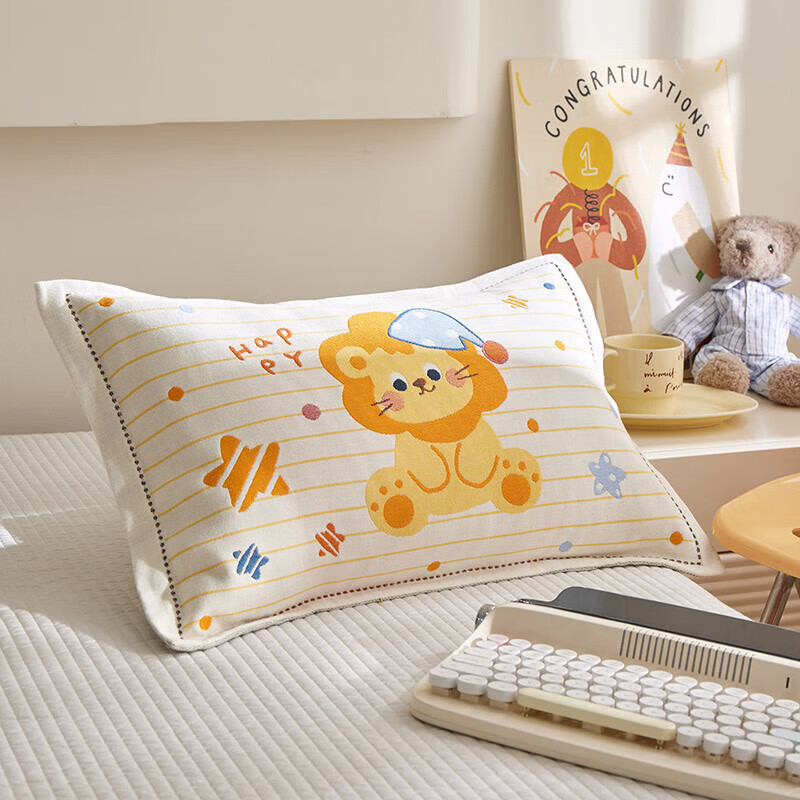 【精选厂家】卡通儿童纱布枕套学生宿舍居家卧室幼儿园宝宝吸汗防 星际狮（卡通全棉） 枕套40x60cm一只