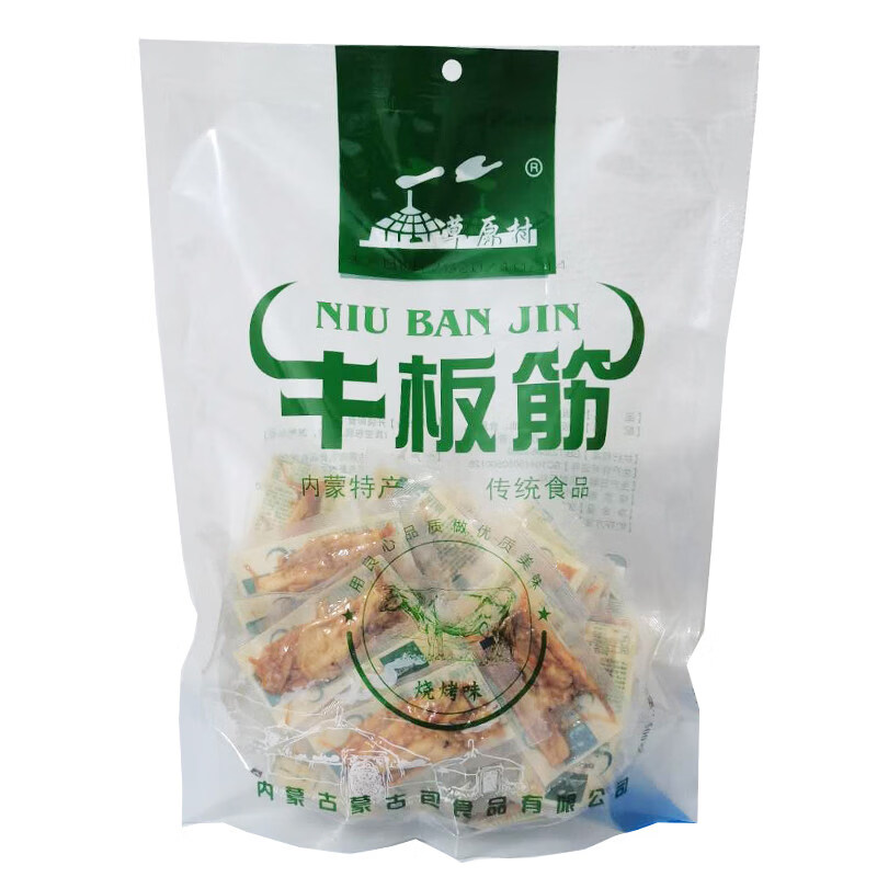 草原村牛板筋500g辣条独立小包装内蒙古香辣烧烤牛板筋零食特产 烧烤味500g