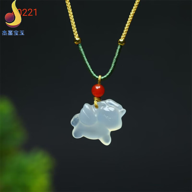 杰嘉宝玉【马上有钱】玛瑙生肖马吊坠手工雕刻男女卡通马挂件礼物带证书