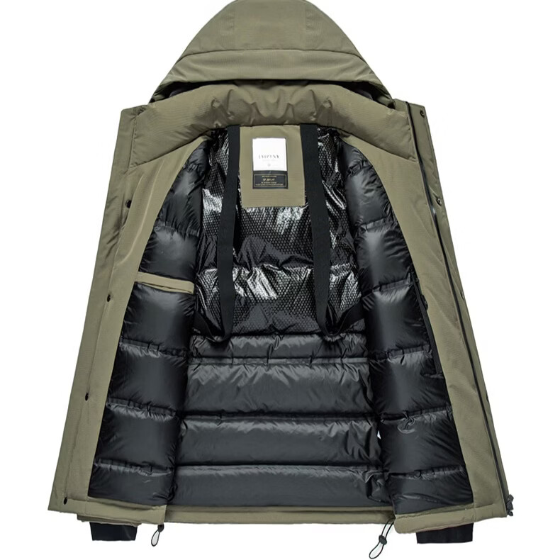 斯巴奴加厚羽绒服男短款2025冬季新款休闲连帽鸭绒保暖冬装外套潮 绿色 L