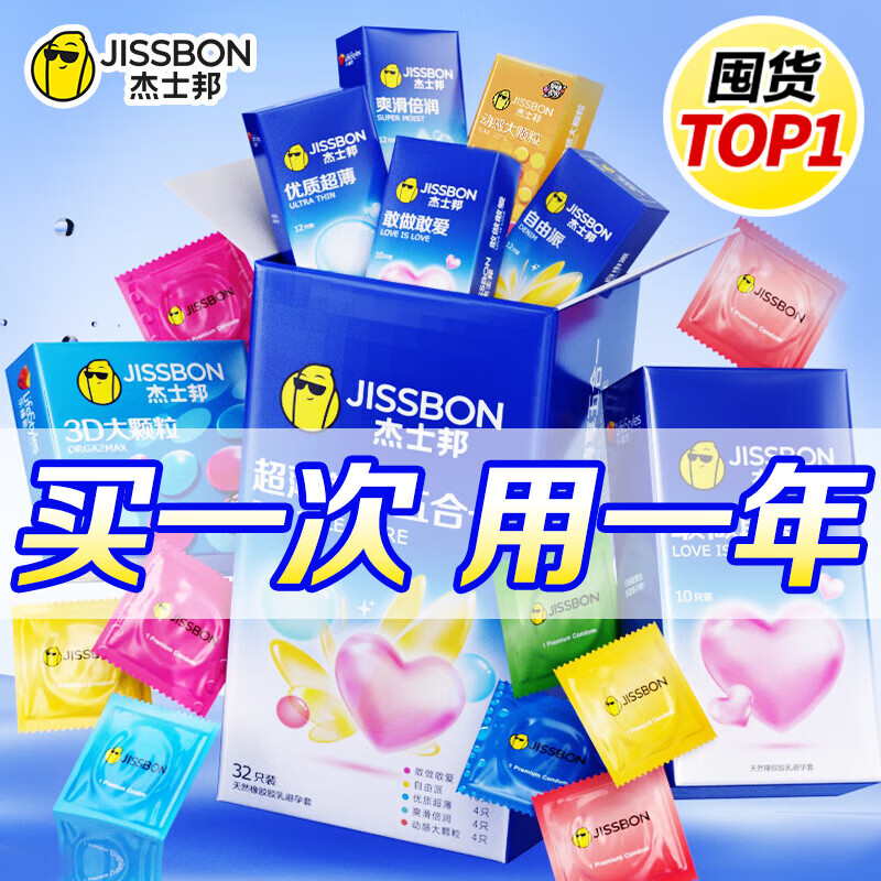 杰士邦避孕套超薄安全套女性秒喷套套大颗粒带刺阴狼牙套套情趣计生用品 情趣六合一【共37只】五重情趣35只+3D颗粒2只