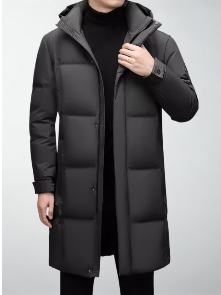 LILANG利郎冬季长款羽绒服男加厚保暖外套防寒鸭绒服防风爸爸冬装 黑色 L 175 110-130斤