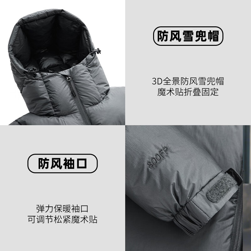 君羽反季羽绒服男800高蓬松度鹅绒冬季连帽短款加厚鹅绒服外套 深灰色 3XL (推荐186-200斤)