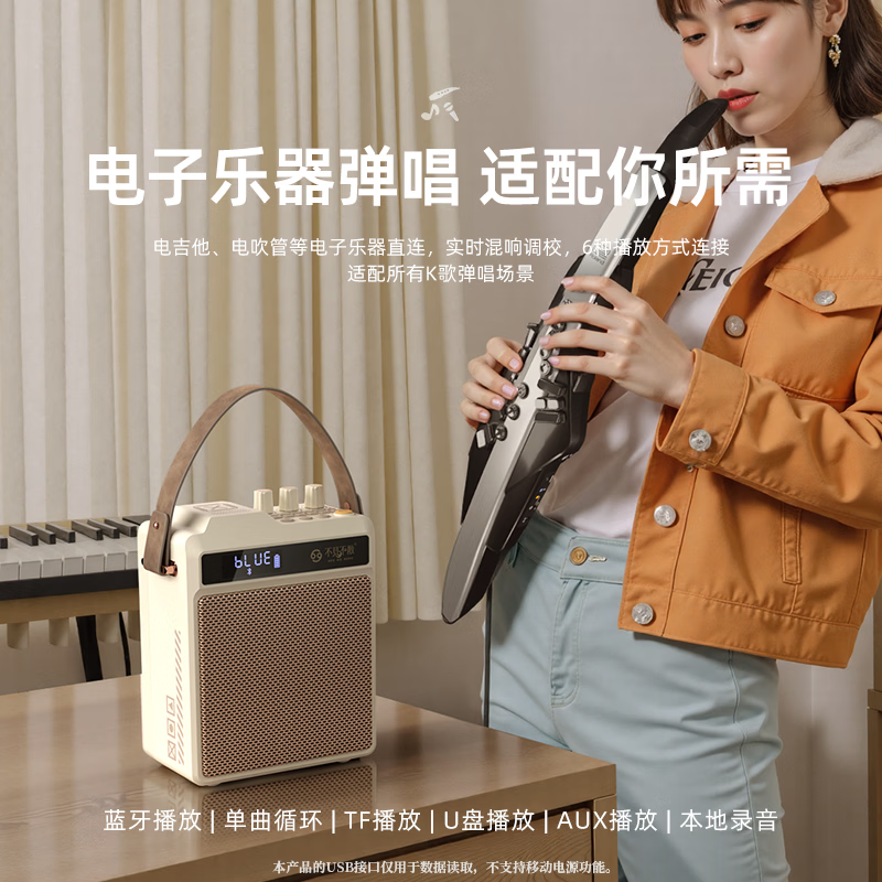 不见不散N5家用专业K歌音响手提户外便携式大音量手持麦克风卡拉OK广场舞无线蓝牙礼物小音箱 云岩白【双麦版】+32G卡