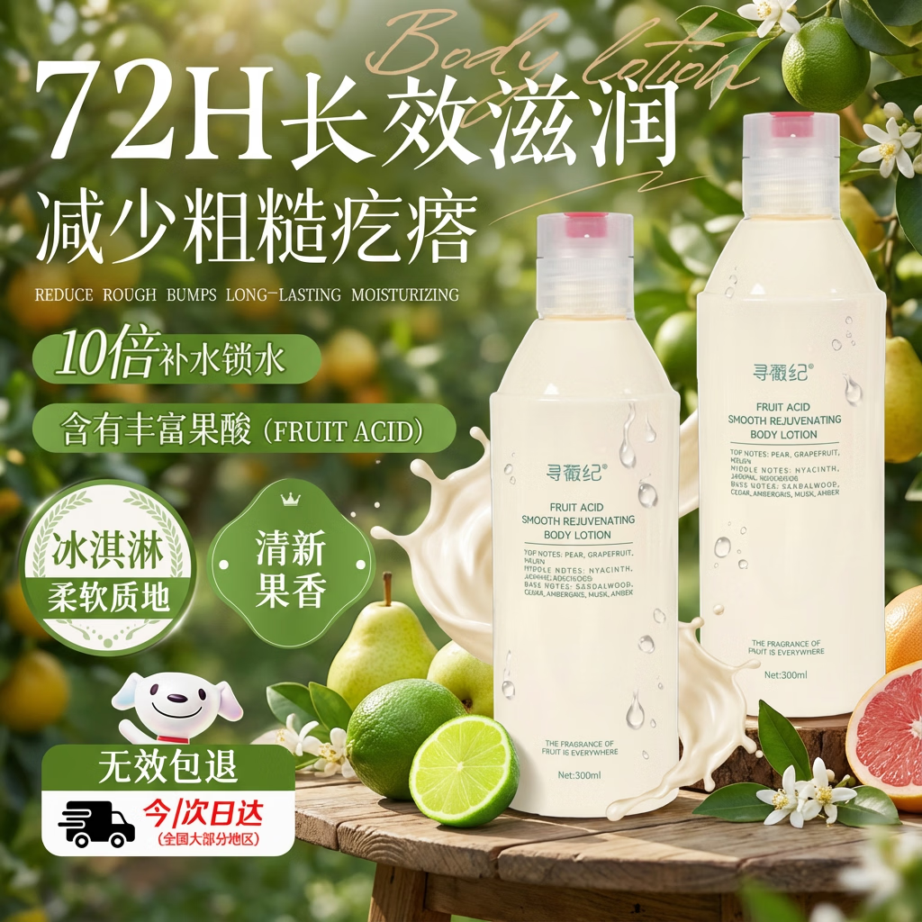 寻薇纪身体乳果酸柔滑嫩肤秋冬补水保湿干燥皮肤全身留香润肤乳300ml