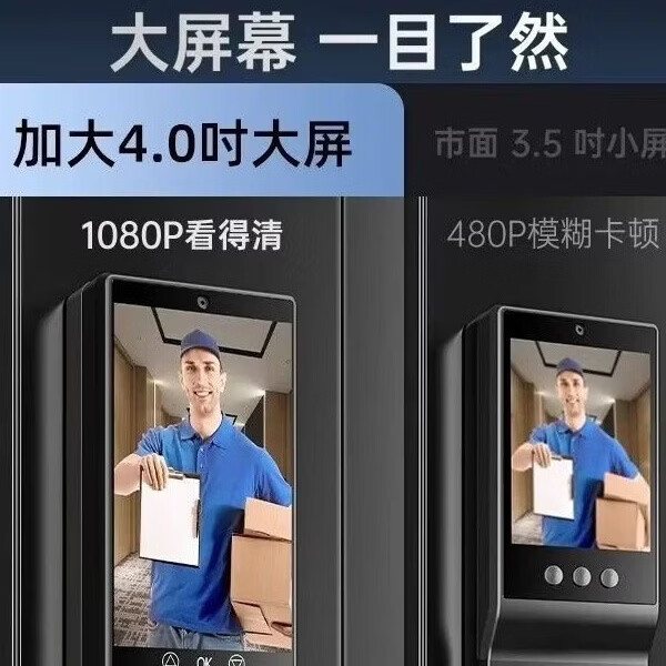 艾栖Z6Plus+米家版智能可视猫眼人脸识别门锁智能锁密码锁上门安装 艾栖Z6-Plus+米家版配电子锁体（全国师傅上门安） 联系客服定制锁体