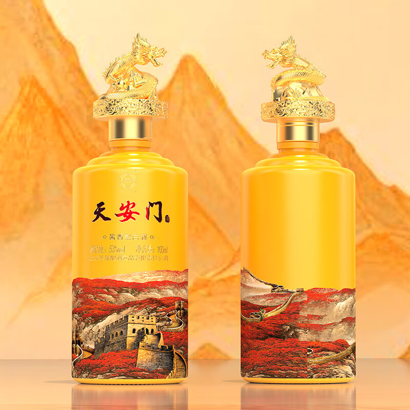 天安门山河盛景酱香型白酒100ml纯粮酿造年货节礼物龙小酱 53度 100mL 1瓶