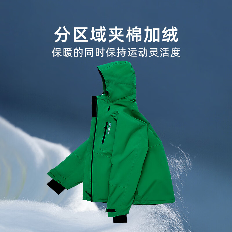 ODDIVSKI滑雪服男新款3L全压胶防水防风加厚夹棉加绒保暖女滑雪衣裤套装 原野绿上衣+奶白裤【两件套】 XL 【170-190斤】
