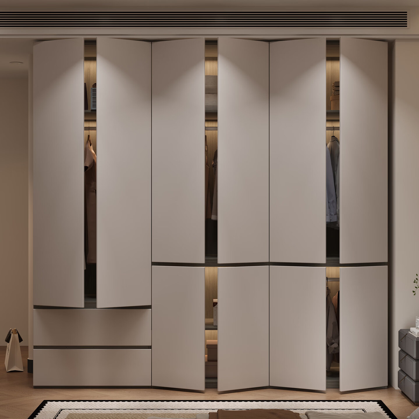 宜美芬 EMAYFUN实木ENF级定制衣柜家用卧室储物奶油风一门到顶平开门简约大衣橱 0.9*0.9配套转角柜【2.4米高】【18MM孕婴ENF级实木】