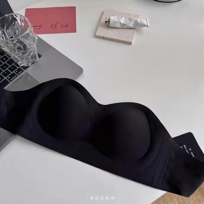 DAPHNE达芙妮【N】无肩带内衣隐形文胸抹胸一字肩小胸聚拢防掉无痕无钢圈 黑色 M码建议90-105【34ABC】 京东折扣/优惠券