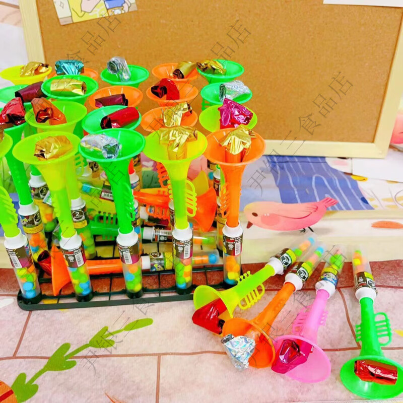 网红出口爆款儿童玩具喇叭造型吹龙儿时回忆小卖部批发幼儿园摆摊 喇叭造型吹龙颜色糖果随机30支