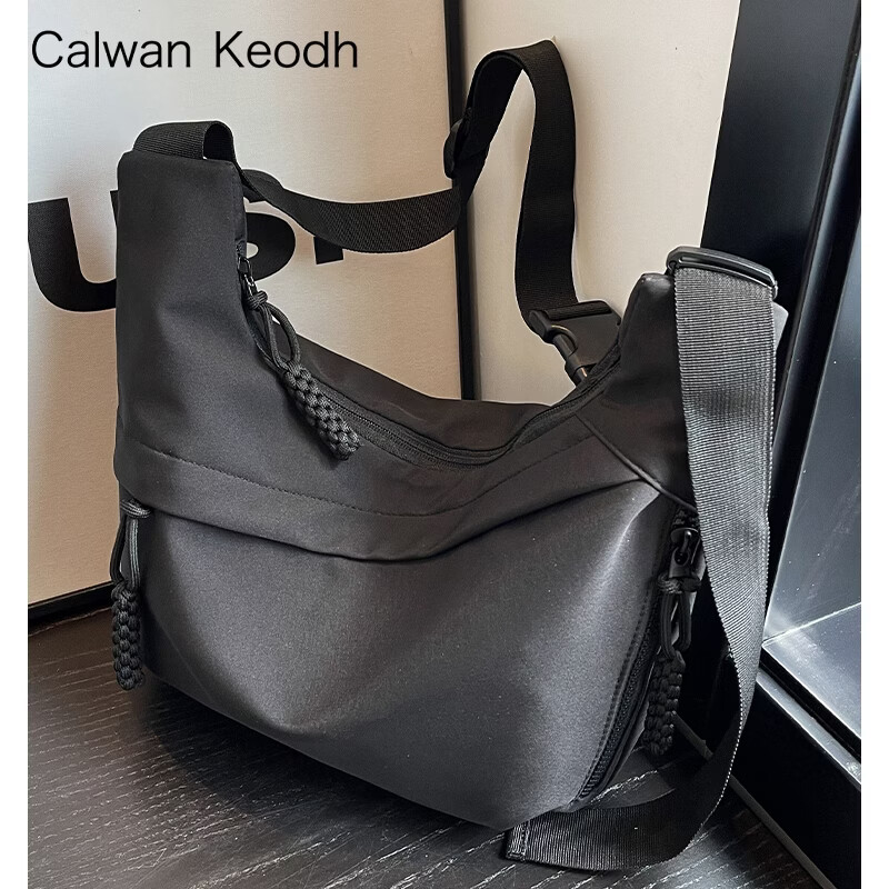 CALWAN KEODH轻奢包包女包斜挎帆布包单肩腋下托特包生日礼物大容量送女友老婆 黑色