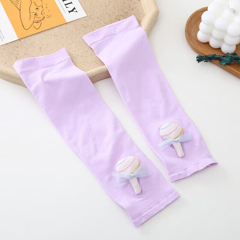 【厂家直发】2022新款儿童冰袖韩版立体卡通套袖男女宝宝防晒袖套 019卡通棒棒糖紫色【驱蚊款】 京东折扣/优惠券