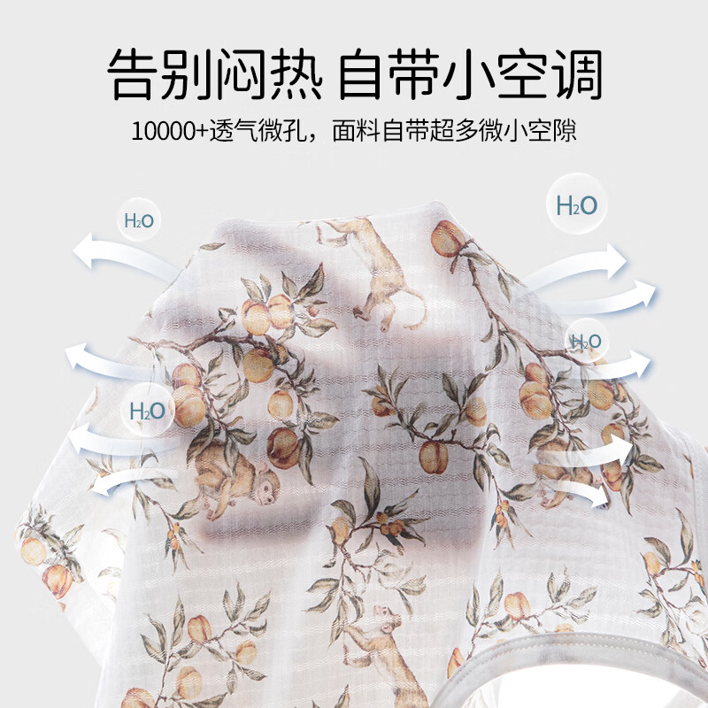 ELLE BABY儿童背心套装冰氧棉吊带夏日清爽透气7A类抗菌透气无袖家居服装 碎花萌兔 120 【推荐身高110cm-122cm】