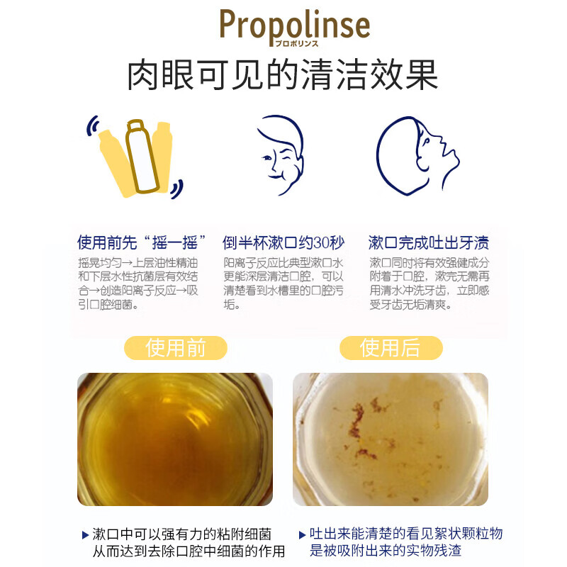 比那氏(Propolinse)经典蜂胶漱口水便携清新口气清洁口腔果味温和漱口液 【经典蜂胶】600ml+150ml
