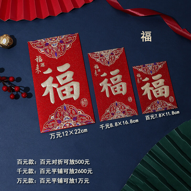 磨砂结婚红包金葱硬质烫金喜字红包订婚改口红包袋婚庆用品利是封 金葱大喜日子 6个 万元2包(12个)可放1万12*22cm