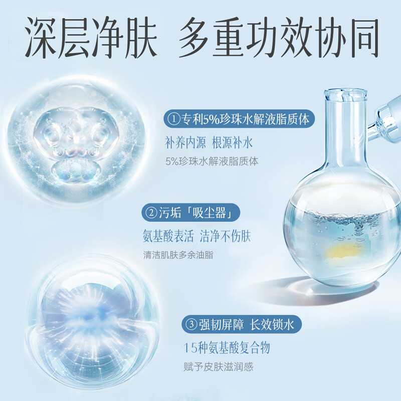 京润珍珠（gNPearl）珍珠氨基酸净颜洁面乳清洁去油去污不刺激温和洗面奶 氨基酸净颜洁面乳100g*2支