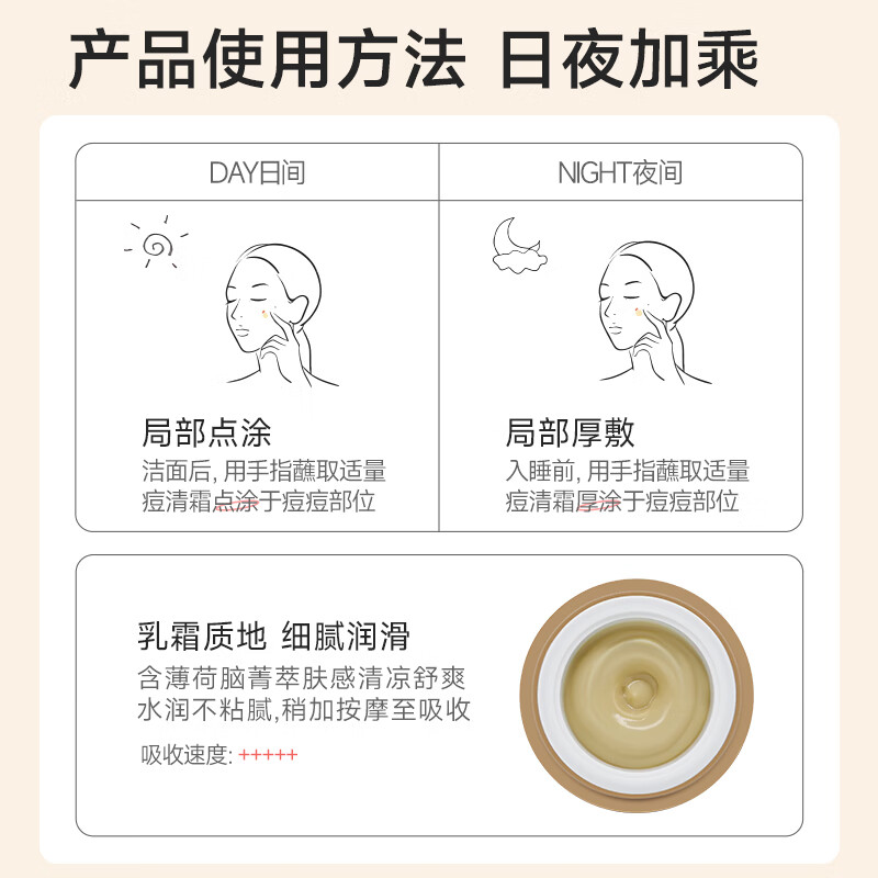 老中医(LAOZHONGYI)祛痘膏痘清霜男女士 淡化痘印痘坑痘疤青少年去青春痘黑头粉刺 痘清霜20g