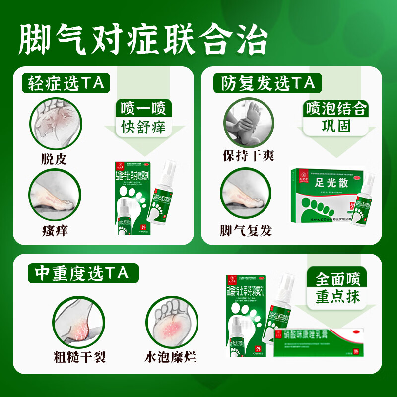[九芝堂]盐酸特比萘芬喷雾剂 1%*40ml 2盒装 脚气喷雾剂脚气药止痒脱皮烂脚丫真菌感染脚臭脚气专用药乳膏手癣足癣股癣 脱皮止痒