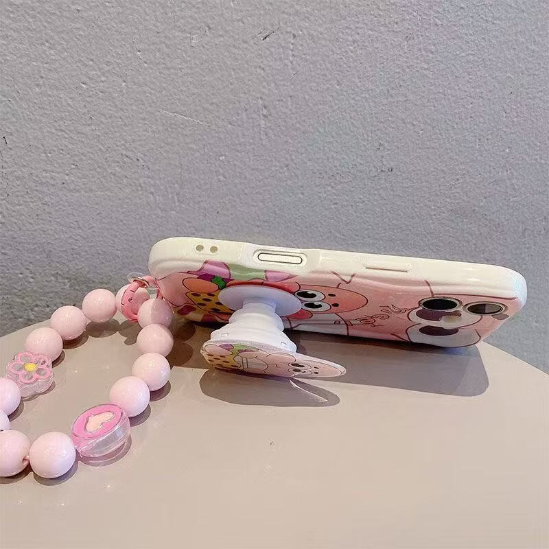 富朴小米17红米K80手机壳海绵宝宝Note14C软壳女款带支架手链可爱 奶油白【派大星FY2】 小米CIVI