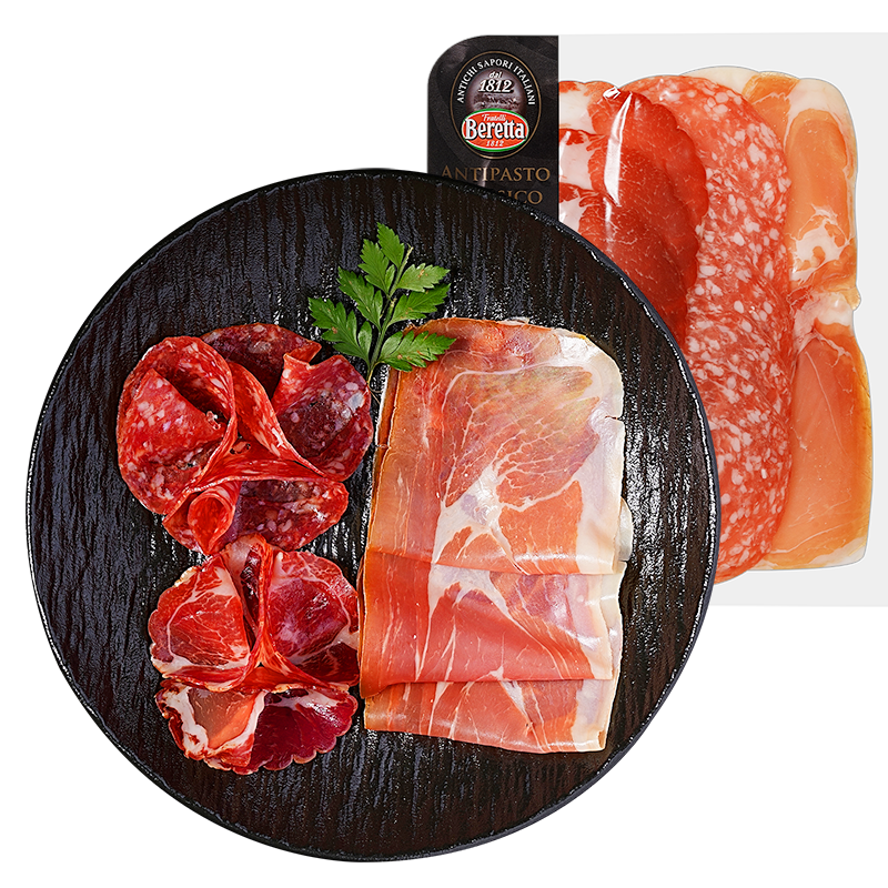 FRATELLI BERETTA意式小食拼盘120g 三种口味齐享 风干火腿萨拉米切片 年货送礼 意式小食拼盘120g*1袋