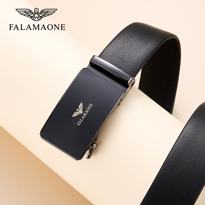 FALAMAONE高档男士皮带头层软牛皮真皮情人节裤腰带生日礼物送老公男友父亲 pd830/细纹头层皮【实木礼盒】 120cm 改尺寸联系客服或下单备注