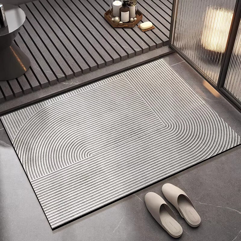 金玉铭川浴室地垫现代简约吸水垫子卫生间门口进门入户防滑洗手间厕所脚垫 GZN-M星河-线条02 40X60cm【吸水速干体验版】