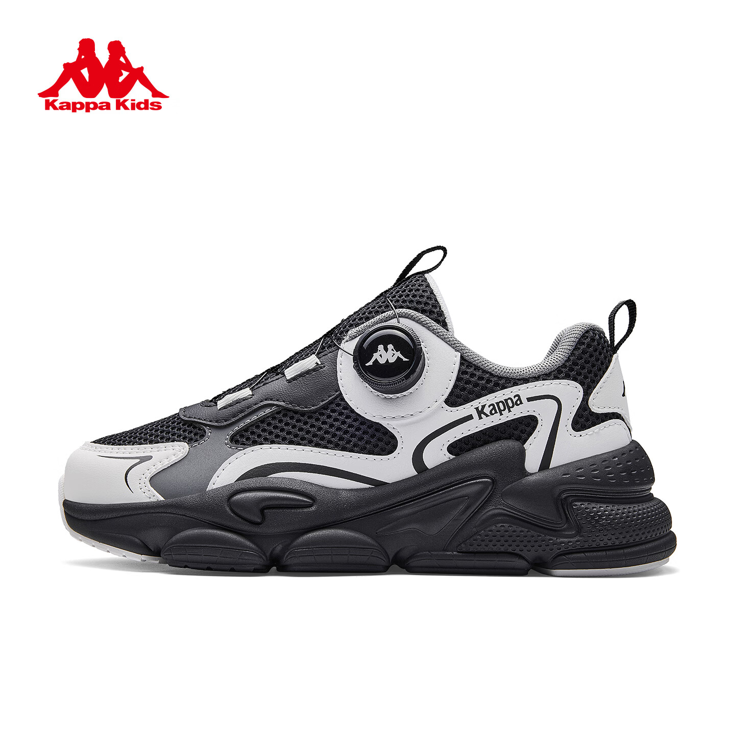 卡帕（Kappa）儿童运动鞋男童鞋子2026春季新款减震跑步鞋青少年训练耐磨篮球鞋 黑色/经典白 34