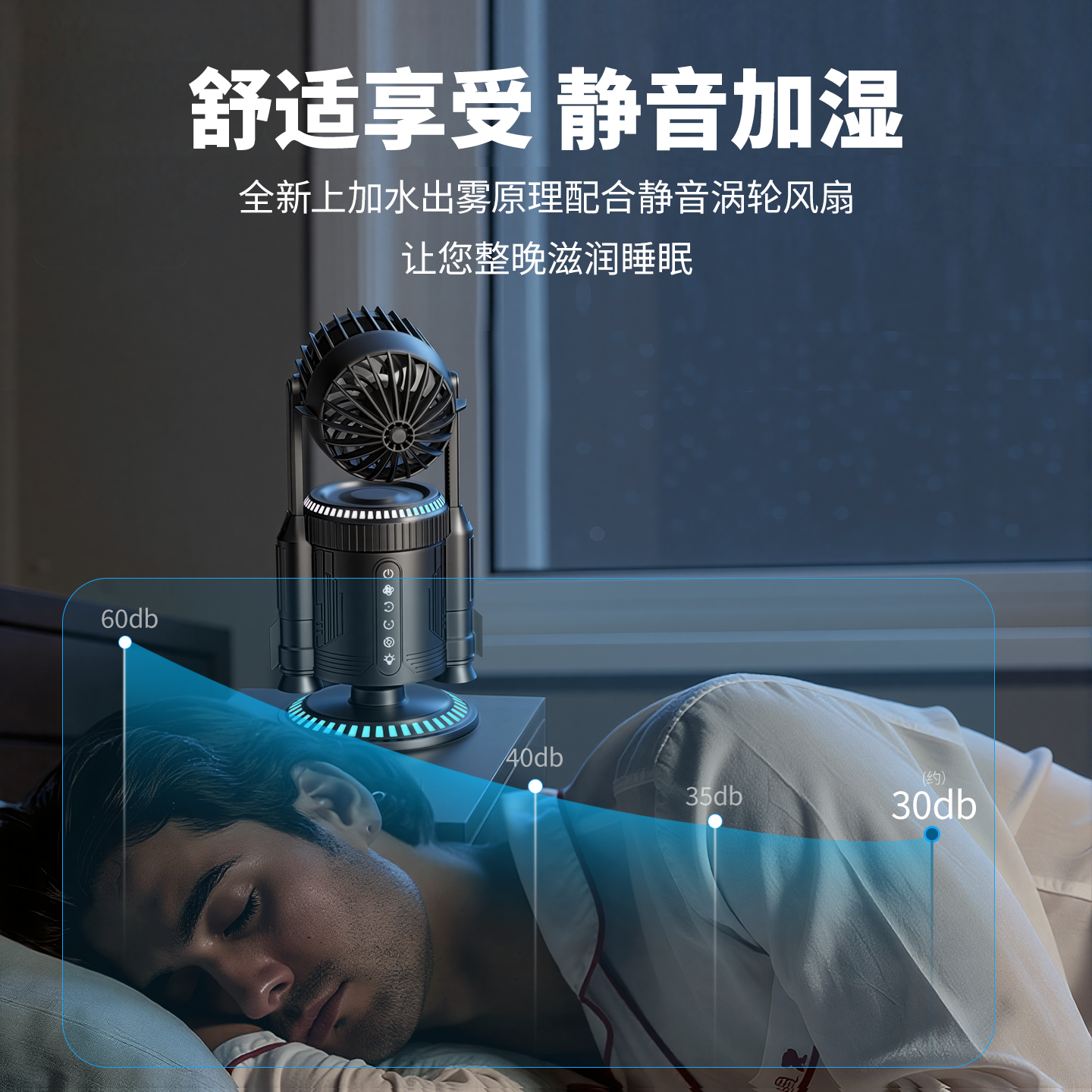 LAMJIE潮玩火箭引擎造型usb充电电风扇办公室桌面宿舍学生电竞摆件静音风扇超长续航夏天喷雾降温神器 星际钛【自动喷雾+超炫灯光】 5000mAh