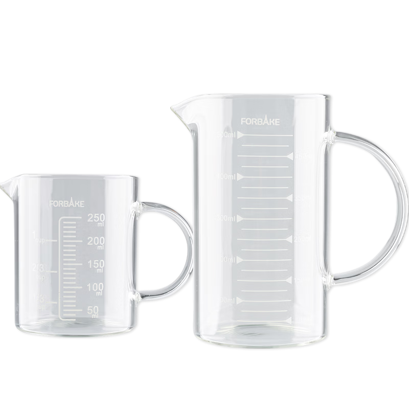 法焙客（FOR BAKE）玻璃量杯加厚耐高温带刻度500ml玻璃杯 家用牛奶杯防炸裂水杯子