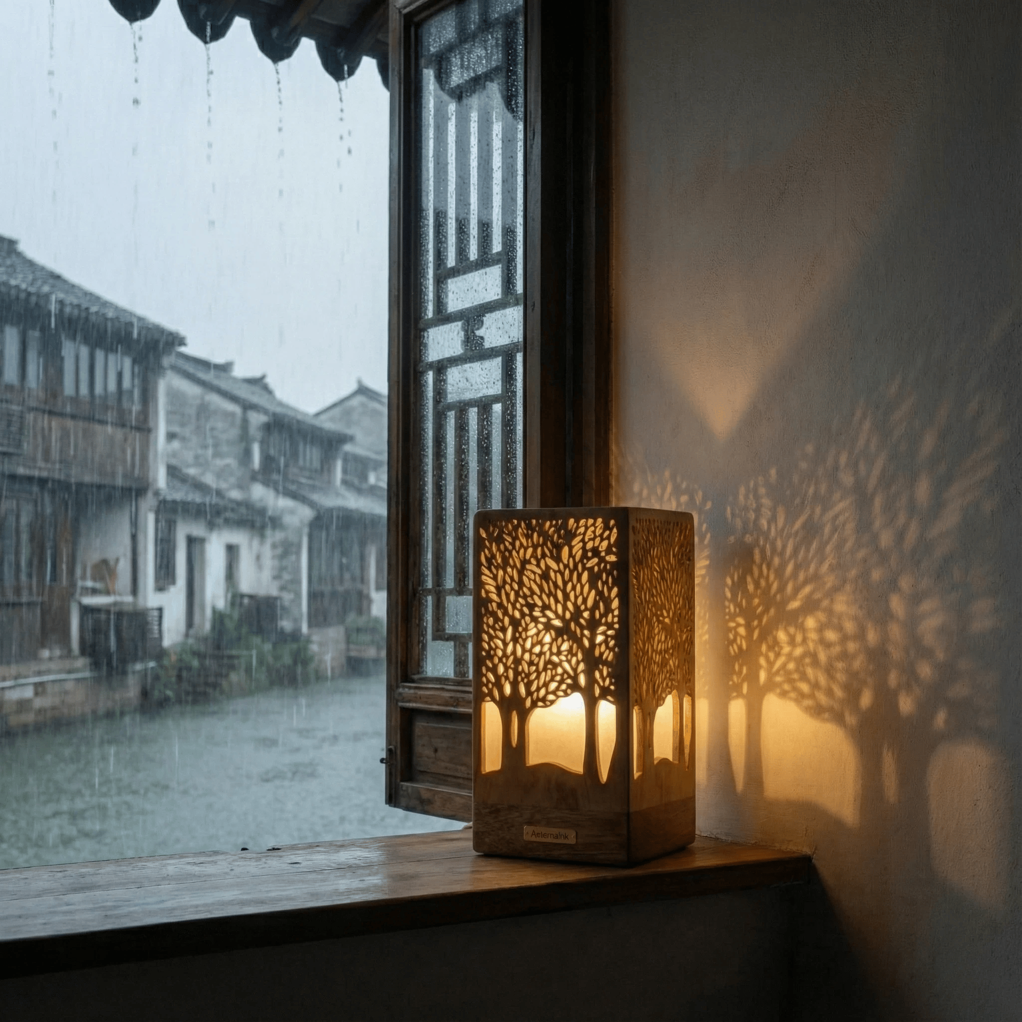 新中式金丝楠纯手工木雕氛围台灯 金丝楠木 32*16cm