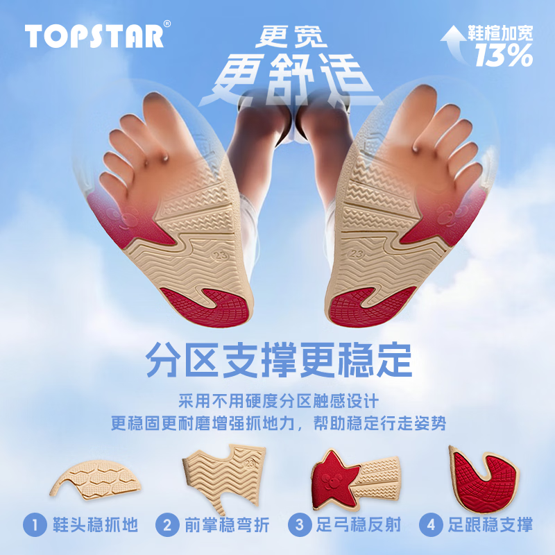 TOPSTAR儿童帆布鞋男童室内鞋女童软底布鞋幼儿园小白鞋宝宝单鞋 米面米底 31 【内长20.0cm 建议脚长19.0cm】