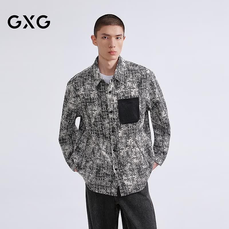 GXG男装 商场同款微阔翻领夹克2026春季新品G26X211014 花色 M