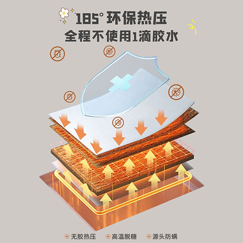 伊梦莲儿童床垫榻榻米可折叠定制拆洗椰棕床垫防水防滑乳胶抑菌防螨床垫 厚5CM（呵护儿童脊椎/透气排湿杜邦面料） 1.0米*2.0米