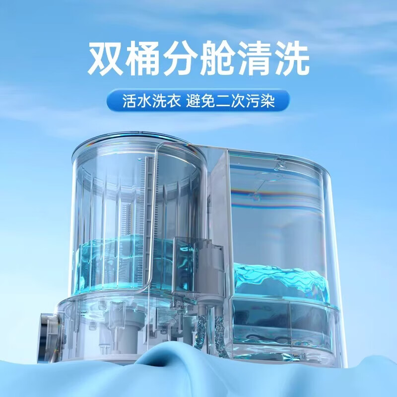 爱登（edon）活水洗衣机全自动迷你内衣内裤洗衣机小型便携洗袜子神器 流光白【一机双筒|自动换水|免接水管免安装】
