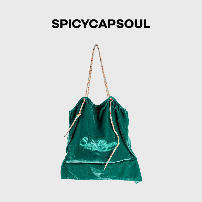 SPICYCAPSOUL【抱枕包】池金物原创斜挎包丝绒刺绣慵懒小众托特包单肩包 【抱枕包】橄榄