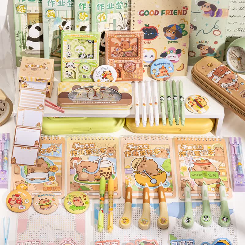 咔巴熊学生文具用品全套大礼包送礼儿童 奖励生日礼物卡皮巴拉伴手礼 幼儿园男女孩开学必备 卡皮巴拉