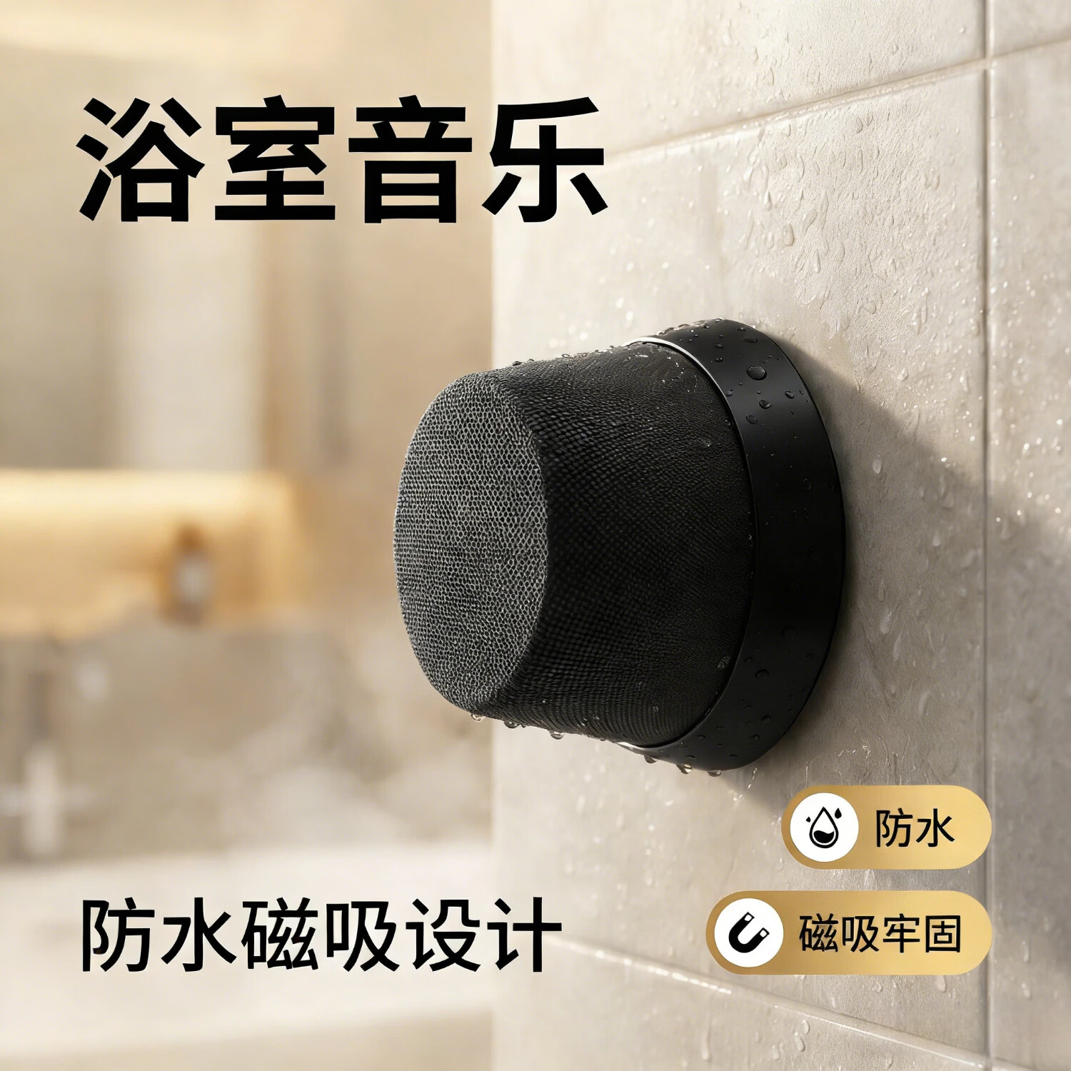 萨勒芬妮 磁吸蓝牙音响浴室便携式户外露营迷你无线手机mini小音箱家用桌面重低音炮防水收款码音乐播放器 石墨黑【360°环绕音效丨迷你便携】 2026新款【创意磁吸蓝牙音响】手机支架音箱2合一