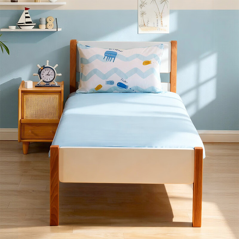 水星家纺海滨跳跳鱼日记天丝素色床笠 海滨跳跳鱼日记天丝素色床笠 120cm*195cm