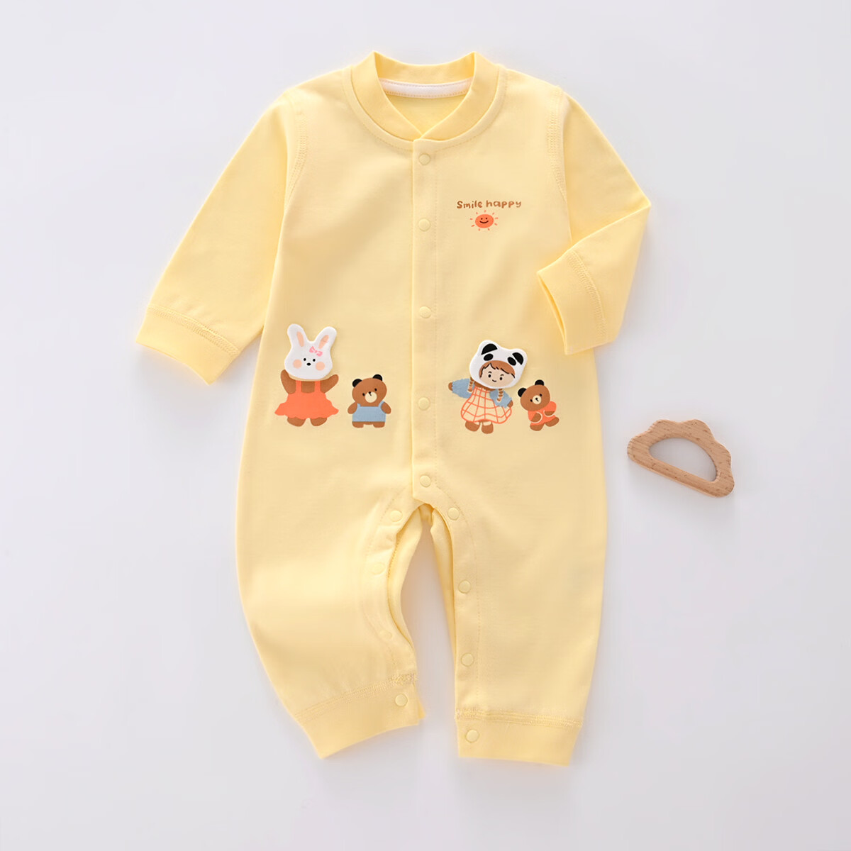 皮偌乔 PO&JO婴儿连体衣纯棉保暖新生儿礼服 马上有福 59cm