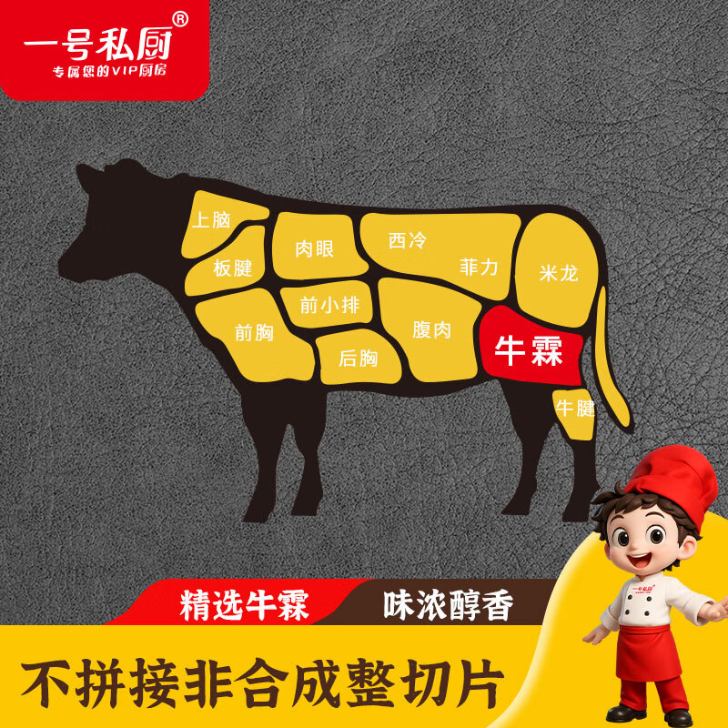 一号私厨小炒牛肉冷冻生鲜半成品7kg嫩滑薄脆牛肉片水煮火锅烧烤牛肉食材 200g*6包（1.2kg家宴/聚餐）