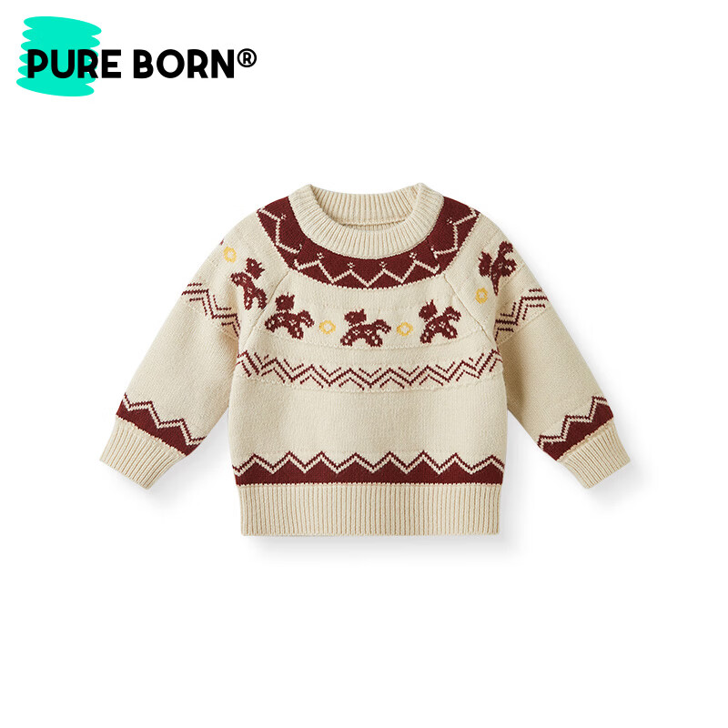 博睿恩男女童2025新款宝宝洋气冬季针织衫加厚毛衣红色儿童新年上衣 红色 120