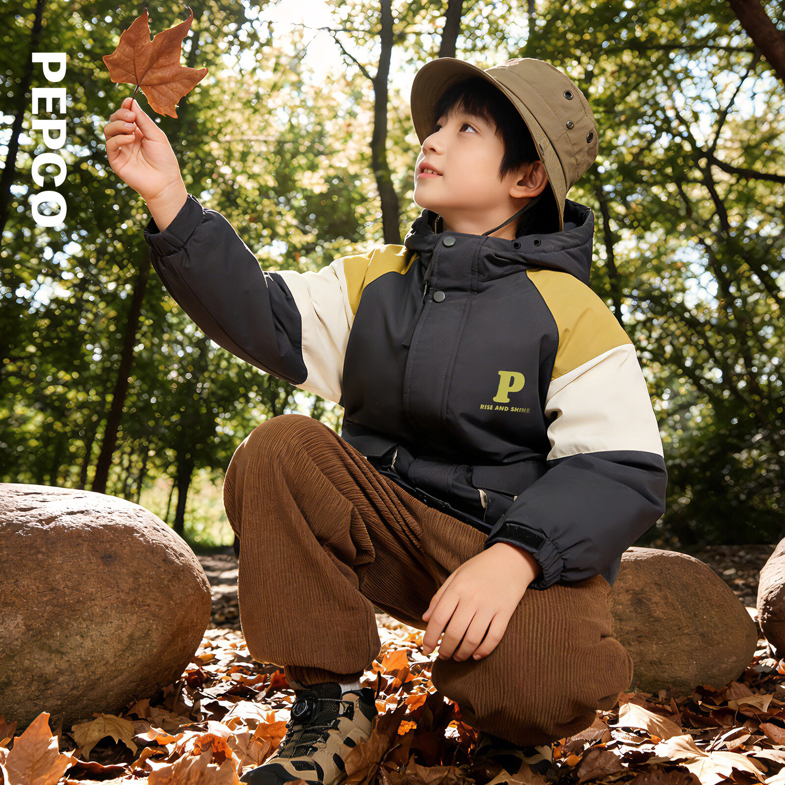 小猪班纳（PEPCO）童装2025冬装新款儿童带帽羽绒衣中大童男童女童羽绒服加厚款 灰黑色 160