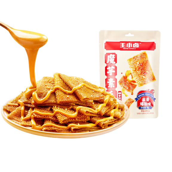 王小卤休闲解馋零食聚会小吃独立包装开袋即食脆爽魔芋麻酱素毛肚90g*2