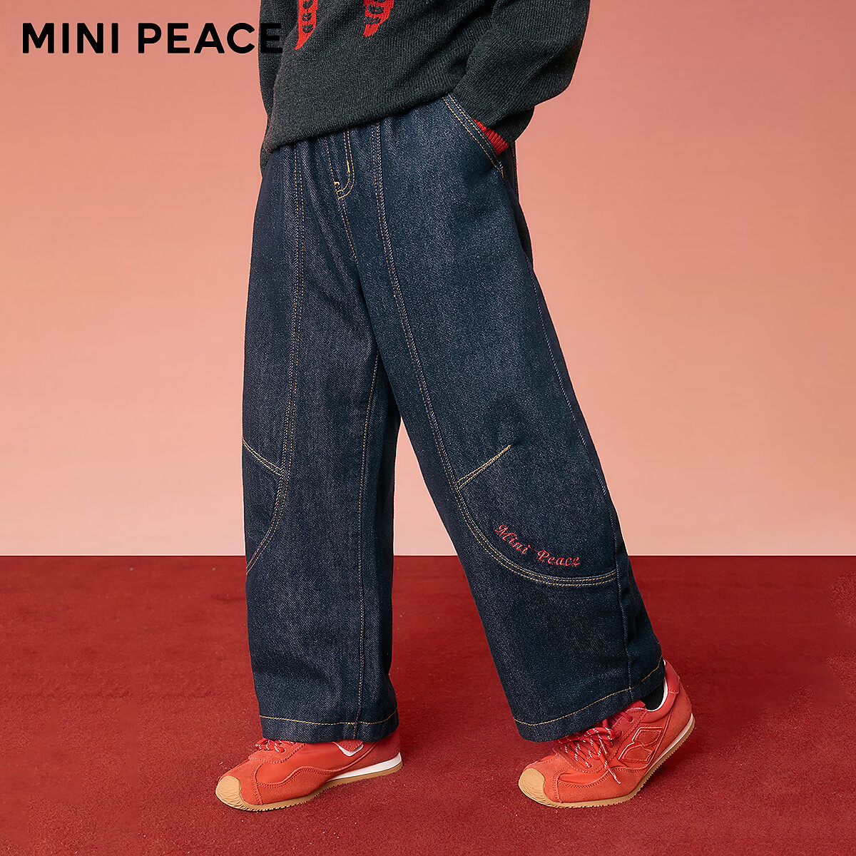 MiniPeace太平鸟童装春新男童牛仔长裤FAHAG110W 牛仔中黑 140