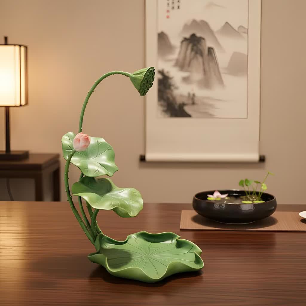 箐铜记全铜荷花摆件 荷塘月色 新中式茶室禅意摆件 乔迁开业礼品 荷塘月色 中式