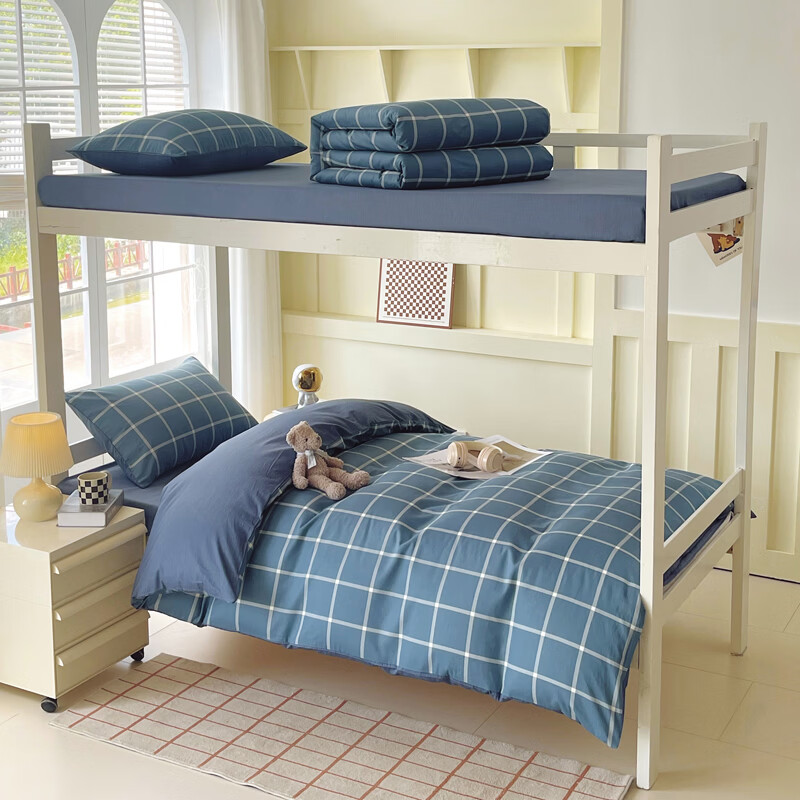 ROLAND LIVE全棉12868印花四件套被套床单纯棉学生宿舍上下床三件套床上用品 CW 全棉学生床套件-柏拉图兰 1.2米床 床单款 【被套155*200cm】