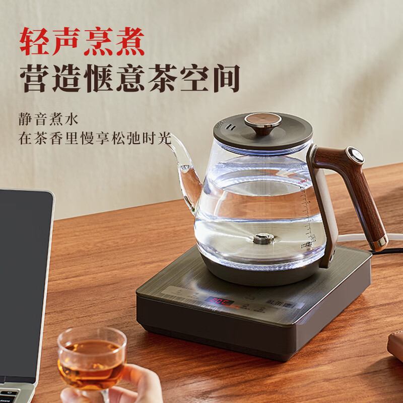 礼茶德全自动底部上水电热水壶304钢泡茶专用智能家用加厚玻璃养生壶煮茶壶 1.2L 纯钛【底部上水】净水器款