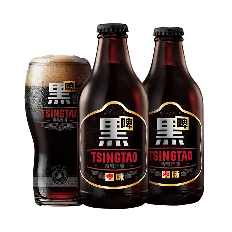青岛啤酒枣味黑啤 原麦汁浓度12°P 焦香黑啤 礼盒装 296mL 8瓶