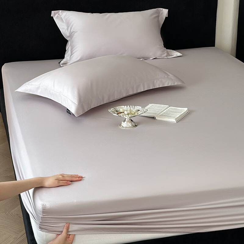 ROLAND LIVE高级感长绒棉床笠单件四季通用全棉床垫保护套席梦思隔脏纯棉床罩 SW全棉长绒棉床笠单件-长期主义微微紫 单床笠120x200cm+20cm